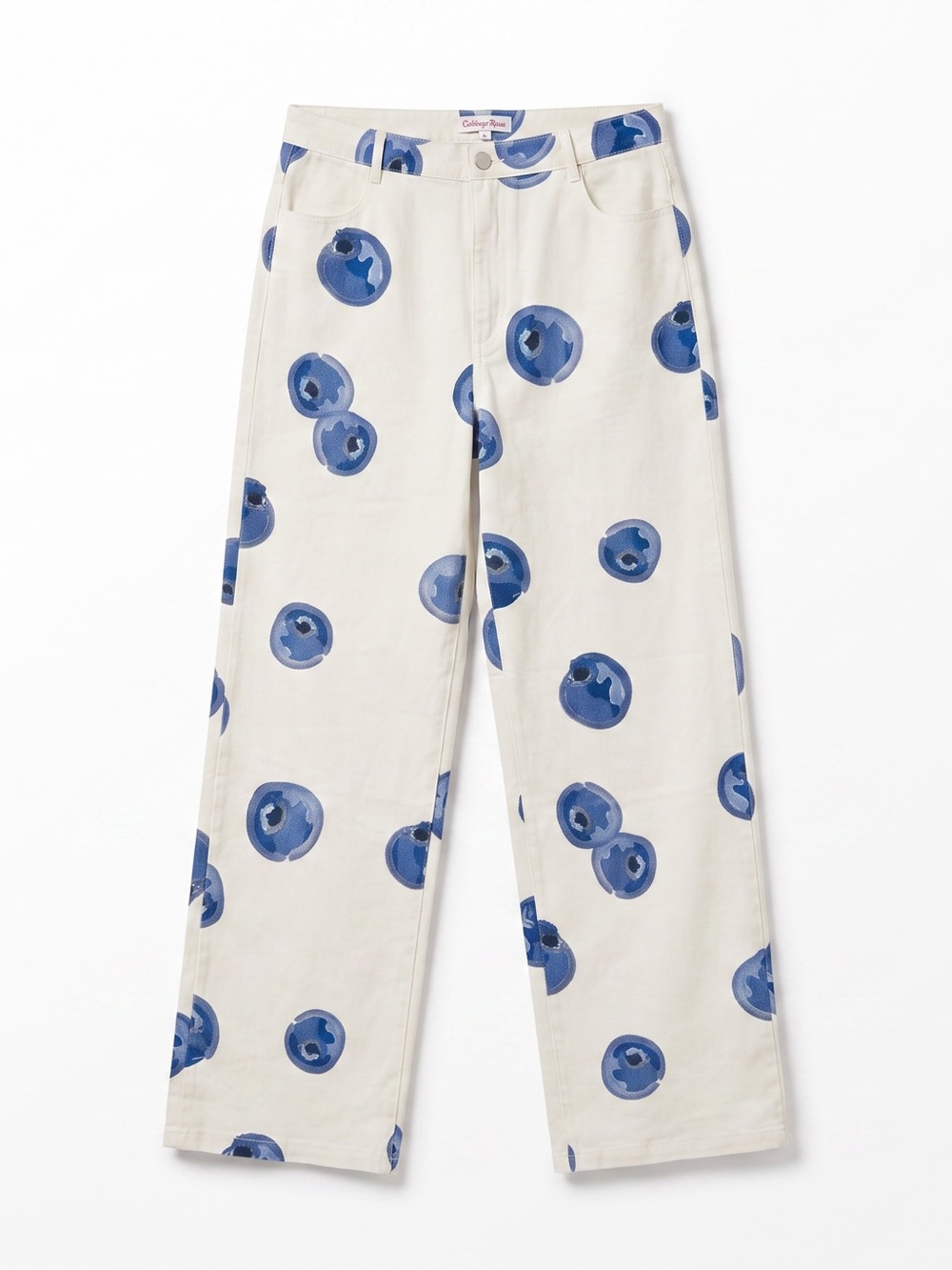 Bailey Rose Blueberries Print High Rise Wide Leg Jeans NEW Size Large